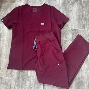 Women's Figs Burgundy, M Catarina top/M high waisted skinny Yola pants
